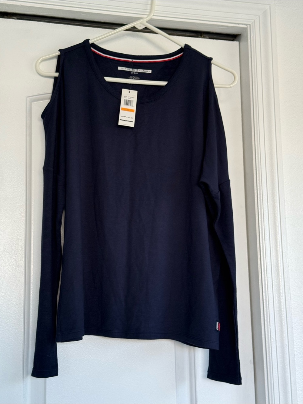 Tommy Hilfiger Navy Cold-Shoulder Long Sleeve Shirt